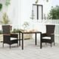 vidaXL Table de jardin plateau en bois Noir Résine tressée bois massif