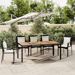 Vidaxl - Table de jardin plateau en bois Noir Résine tressée bois massif