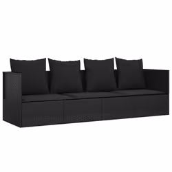 VidaXL 319565, Terrace, Siège rembourré, Polyuréthane, Acier, Noir, 2030 mm, 580 mm
