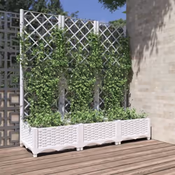 vidaXL Jardinière avec treillis Blanc 120x40x121,5 cm PP
