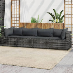 vidaXL Salon de jardin 4 pcs - Gris