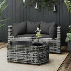 Vidaxl - Salon de jardin 3 pcs avec coussins Gris Résine tressée