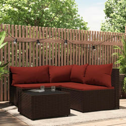 Vidaxl - Salon de jardin 4 pcs avec coussins Marron Résine tressée