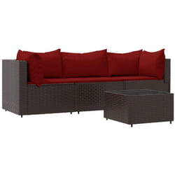 Vidaxl - Salon de jardin 4 pcs avec coussins Marron Résine tressée