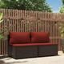 vidaXL Canapés centraux de jardin coussins 2pcs marron résine tressée