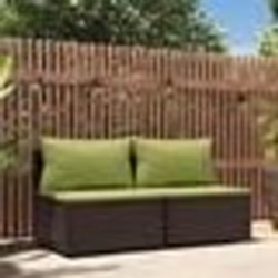 vidaXL Canapés centraux de jardin coussins 2pcs marron résine tressée