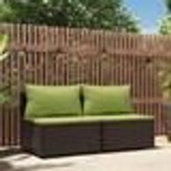 vidaXL Canapés centraux de jardin coussins 2pcs marron résine tressée
