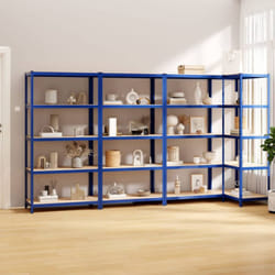 Vidaxl - tagères à 5 niveaux 4pcs Bleu Acier et bois d'ingénierie