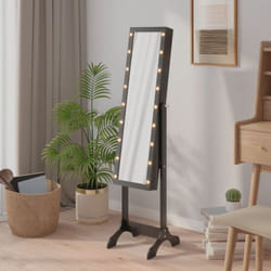 Vidaxl - Miroir sur pied blanc avec led noir 34x37x146 cm