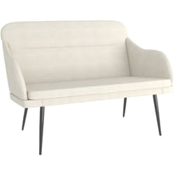 Banc Crème 110x76x80 Cm Velours Vidaxl