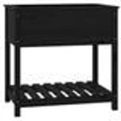 vidaXL Jardinière avec étagère Noir 82,5x54x81 cm Bois massif de pin
