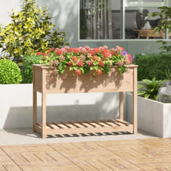 vidaXL Jardinière avec étagère 111,5x54x81 cm Bois massif de pin
