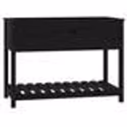 vidaXL Jardinière avec étagère Noir 111,5x54x81 cm Bois massif de pin