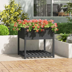 vidaXL Jardinière avec étagère Gris 82,5x82,5x81 cm Bois massif de pin