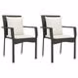vidaXL Chaises de jardin lot de 2 avec coussins Résine tressée Noir