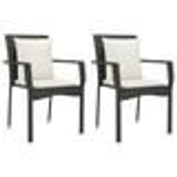 vidaXL Chaises de jardin lot de 2 avec coussins Résine tressée Noir