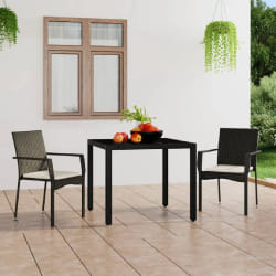 vidaXL Chaises de jardin lot de 2 avec coussins Résine tressée Noir
