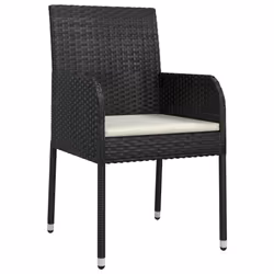 VidaXL 319887 chaise d'extérieur Terrace Siège rembourré Polyuréthane, Acier Noir, Crème, Blanc