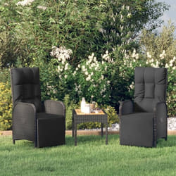 vidaXL Chaises inclinables de jardin lot de 2 et table résine tressée