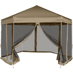 Vidaxl - Chapiteau hexagonal et parois latérales 3,6x3,1 m taupe 220g/m²