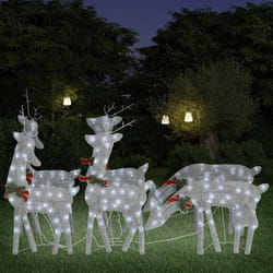 vidaXL Rennes de Noël 6 pcs Argenté Blanc froid Maille 3154248