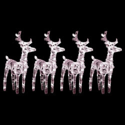vidaXL Rennes de Noël - LED blanc chaud - 4 pcs