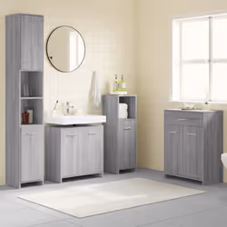 Cet ensemble de meubles de salle de bain de 4 pièces, doté d'un espace de rangement spacieux, est un supplément chic et intem ...