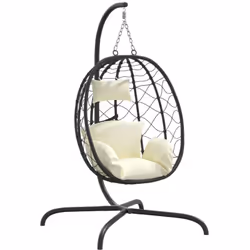 Asseyez-vous et profitez d'un moment de détente dans votre espace de vie avec cette fascinante chaise suspendue en forme d'œu ...