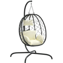 Vidaxl - Chaise suspendue en forme d'œuf avec coussin blanc crème