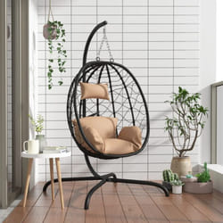 Vidaxl - Chaise suspendue en forme d'œuf avec coussin taupe