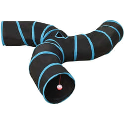 Tunnel pour chats à 3 voies Noir et bleu 25 cm Polyester Vidaxl