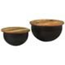 vidaXL Ensemble de tables basses 2 pcs noir bois récupération massif