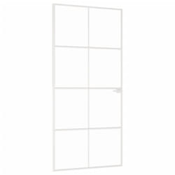 vidaXL Porte d'intérieur Blanc 93x201,5 cm Trempé verre aluminium fin