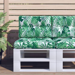 vidaXL Coussin de palette motif de feuilles 60x40x12 cm tissu