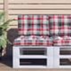 vidaXL Coussins de palette lot de 2 motif à carreaux rouge tissu