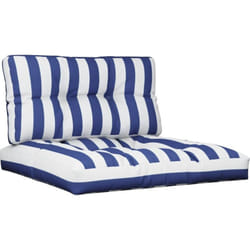 Coussins de palette lot de 2 rayures bleues/blanches tissu Vidaxl