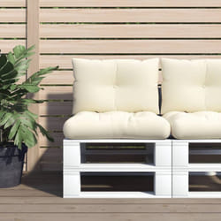 Coussins de palette lot de 2 crème tissu Vidaxl