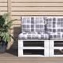 vidaXL Coussins de palette lot de 2 motif à carreaux gris tissu