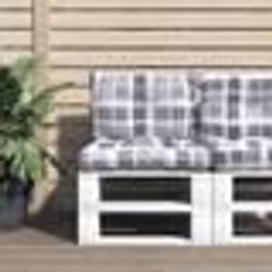 vidaXL Coussins de palette lot de 2 motif à carreaux gris tissu