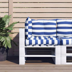 vidaXL Coussins de Palette - Rayures Bleues/Blanches