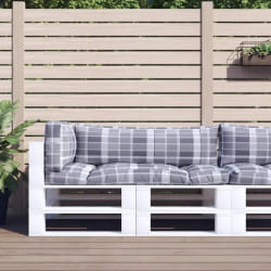 vidaXL Coussins de palette 3 pcs carreaux gris tissu