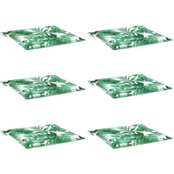 Coussins de chaise lot de 6 motif de feuilles 50x50x3 cm tissu Vidaxl