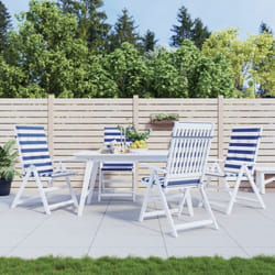 Vidaxl - Coussins de chaise à dossier haut lot de 4 rayures bleu/blanc