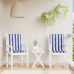 VidaXL Lot de 2 Coussins de Chaise Rayures Bleu Blanc