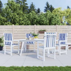 Coussins de chaise à dossier bas lot de 4 rayures bleu et blanc Vidaxl
