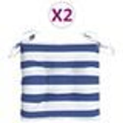 vidaXL Coussins de chaise 2 pcs rayures bleues et blanches 50x50x7 cm 361543