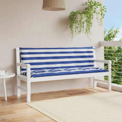 vidaXL Coussins de banc - Rayures bleues et blanches