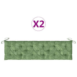 vidaXL Coussins de banc jardin lot de 2 motif de feuilles tissu Oxford