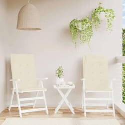 vidaXL Coussins de chaise dossier haut 120x50 cm - Crème