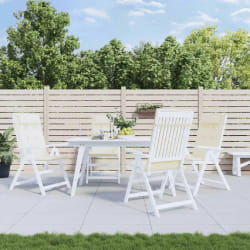 vidaXL Lot de 4 coussins de chaise à dossier haut - Crème